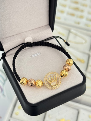 Pulsera rlx corona con circones. N de balín: diamantado #8 rosa, diamantado #8 dorado