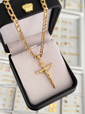 Cadena cárter 4mm alta gama + Dije cruz inri grande exclusive