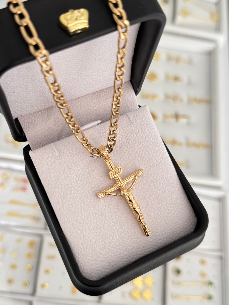 Cadena cárter 4mm alta gama + Dije cruz inri grande exclusive