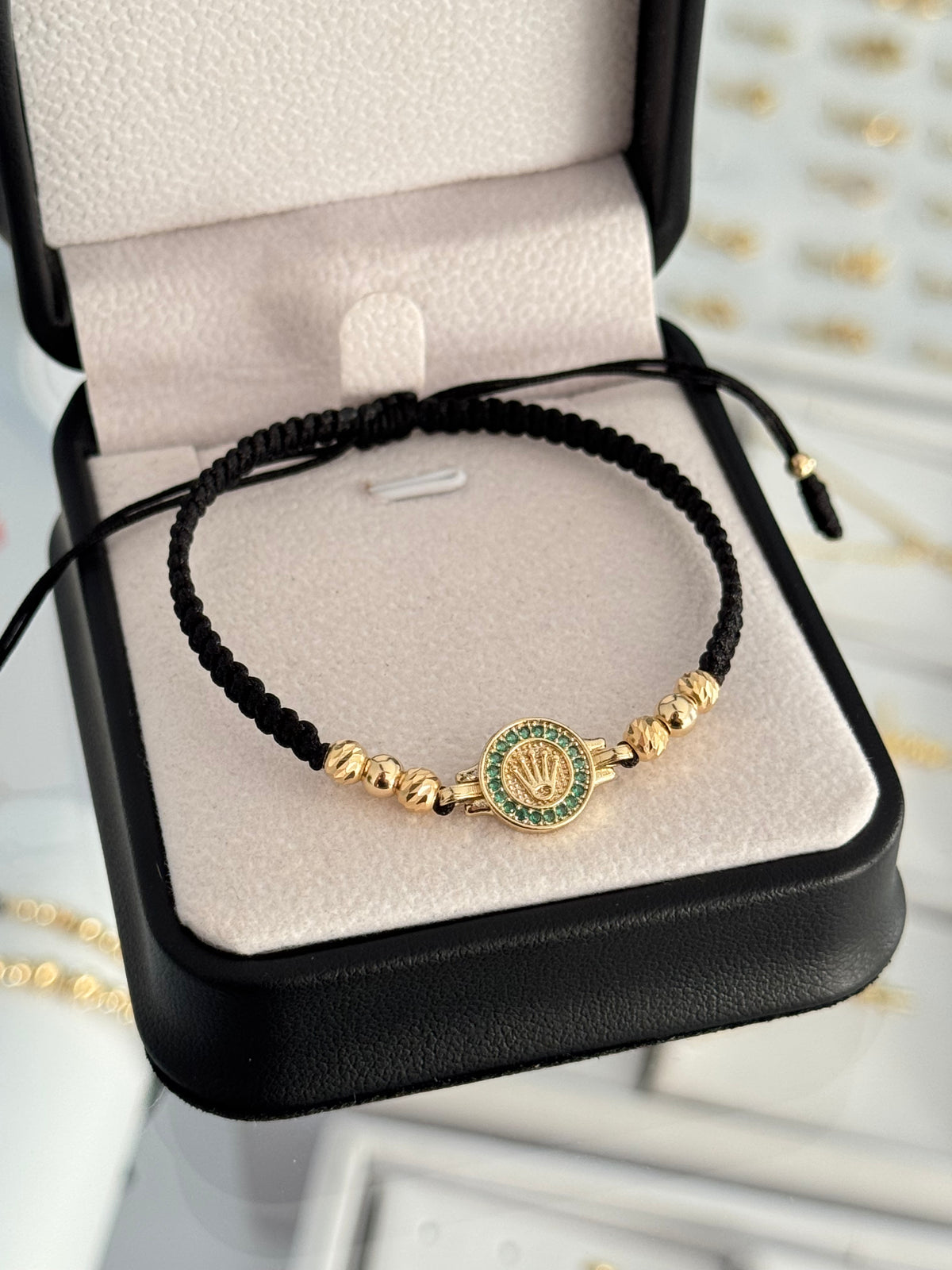 Pulsera rlx verde. N de balín: #4 liso, #4 diamantado.