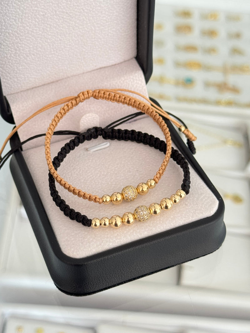 Pulseras pareja bola de fuego cristal