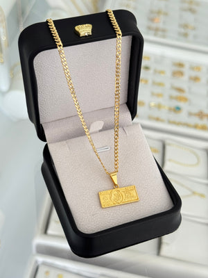 Cadena cuban link it 3.1mm 65cms + dije dólar