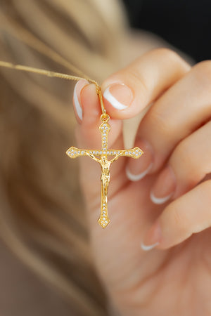 Dije cruz Cristo circonias 4 Cms