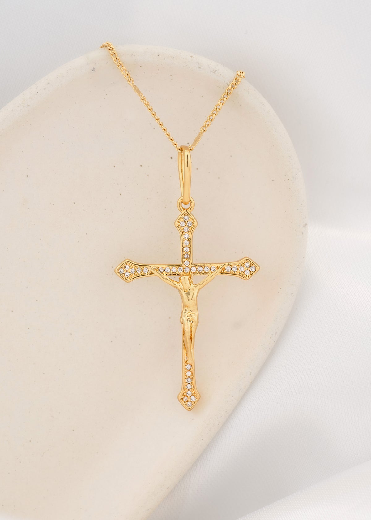 Dije cruz Cristo circonias 4 Cms