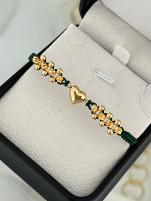 Pulsera corazón soplado diamantada. N° de Balín: #3, #4 diaman.