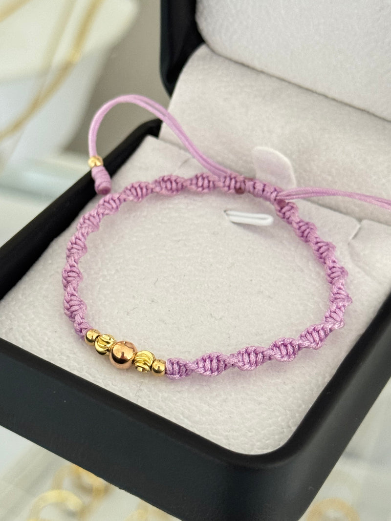 Pulsera espiral rosado. N° de Balín: #5 rosa, #4 italiano, #3.