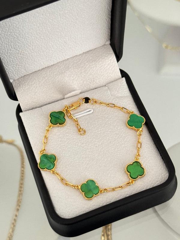 Pulsera eslabones trébol verde