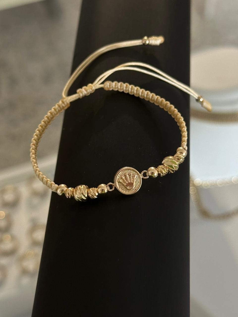 pulsera tejida herraje corona rolex. N° de Balín: #4, #4 diamantado, #6 diamantado.