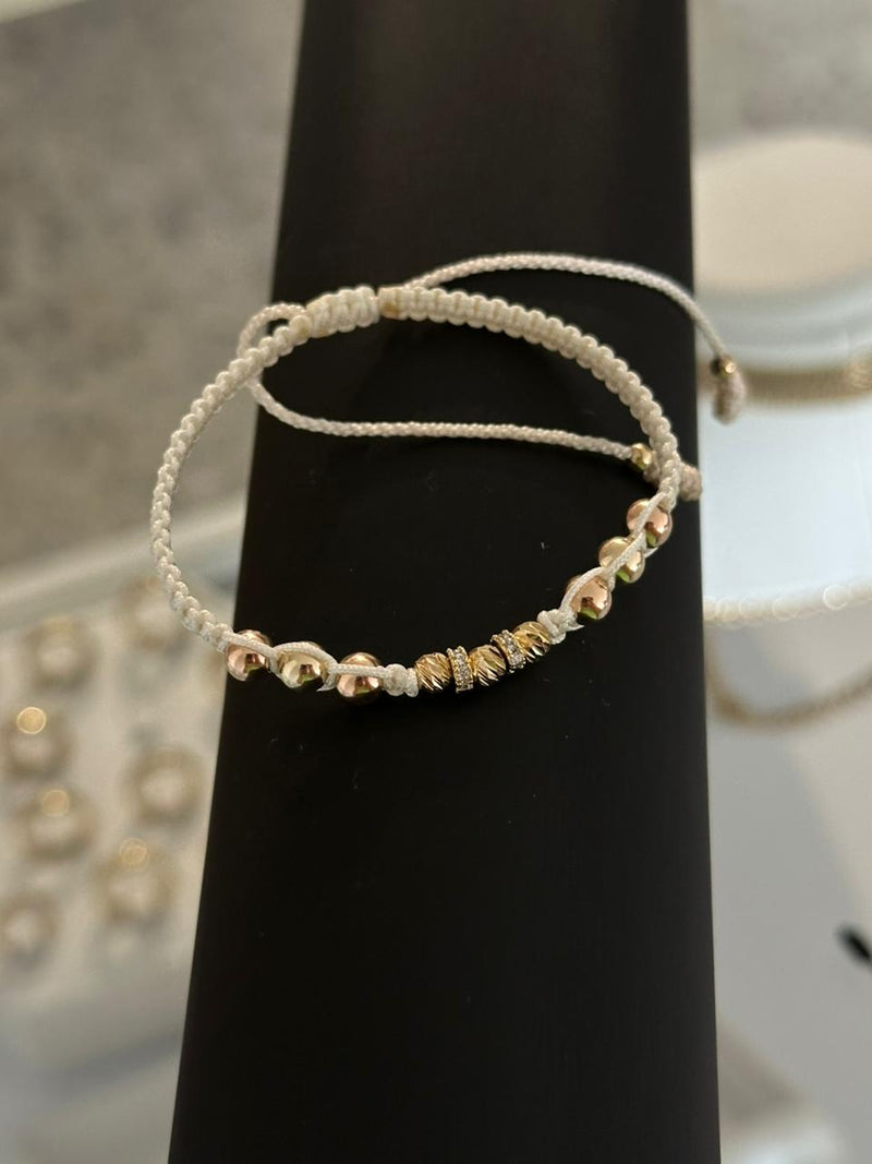 Pulsera doble circón cristal. N° de Balín: #4 diamantado, #5 rosa, #5 liso,