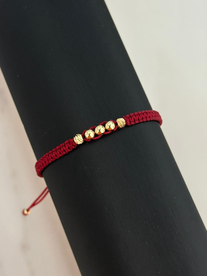 Pulsera vinotinto diamantada. N° de Balín: #4, #4 diamantado