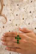 Cadena escalera delgada plana lisa 65cm + dije green brightness