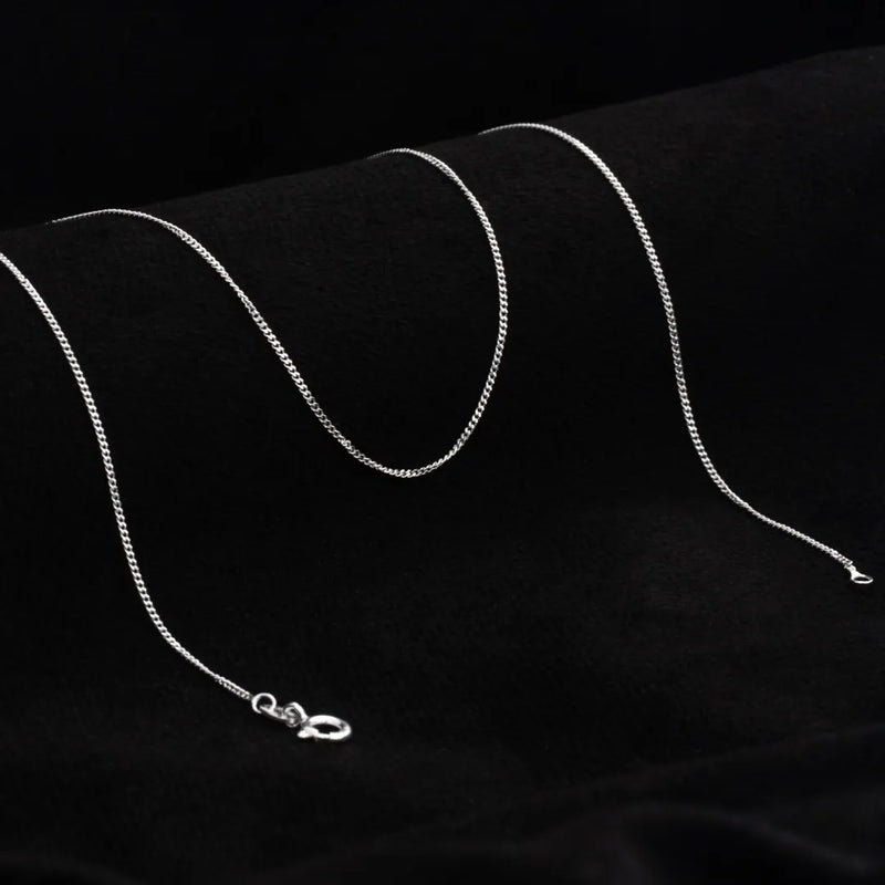 Cadena cubana 1mm 45 Cms, plata ley 925