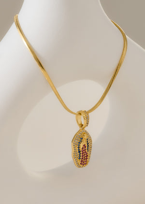 Cadena Serpiente 65 Cms + Dije Virgen María De Guadalupe