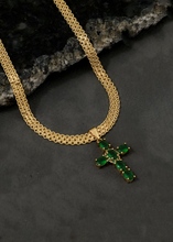 Cargar imagen en el visor de la galería, Cadena tejido chino doble carril 65cms + Dije green brightness
