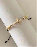 Pulsera Cruz con Balines #4 y #5 lisos y diamantados