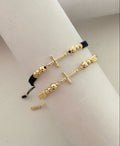 Juego pulsera dije cruz con balines #4, #5, #6 italiano. X2