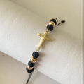 Pulsera con herraje cruz con balines y neoprenos #6.