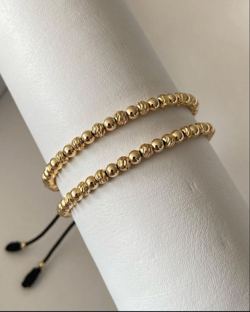 Juego pulsera con balines lisos y diamantados #4. X2