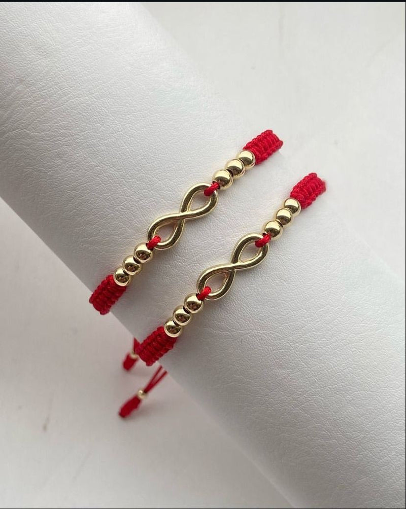 Juego pulsera con herraje infinito y balines #4. X2