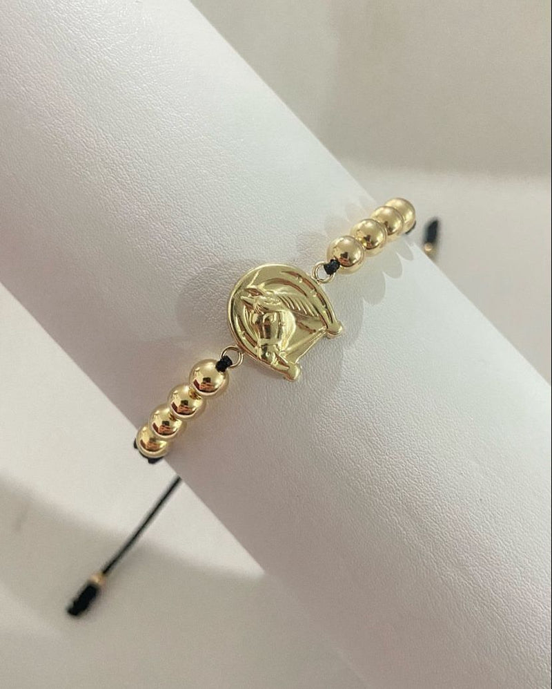 Pulsera herradura caballo con balines #5 lisos.
