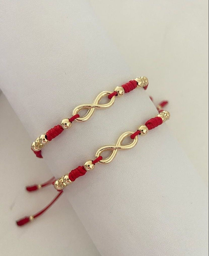 Juego pulsera infinito con balines lisos y diamantados 4mm. X2