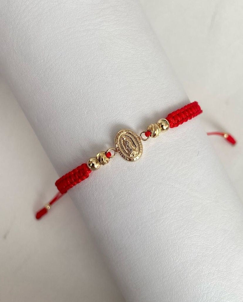 Pulsera virgen de Guadalupe con balines lisos y diamantado #4