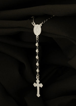 Rosario Milagrosa 55 Cms Plata ley 925