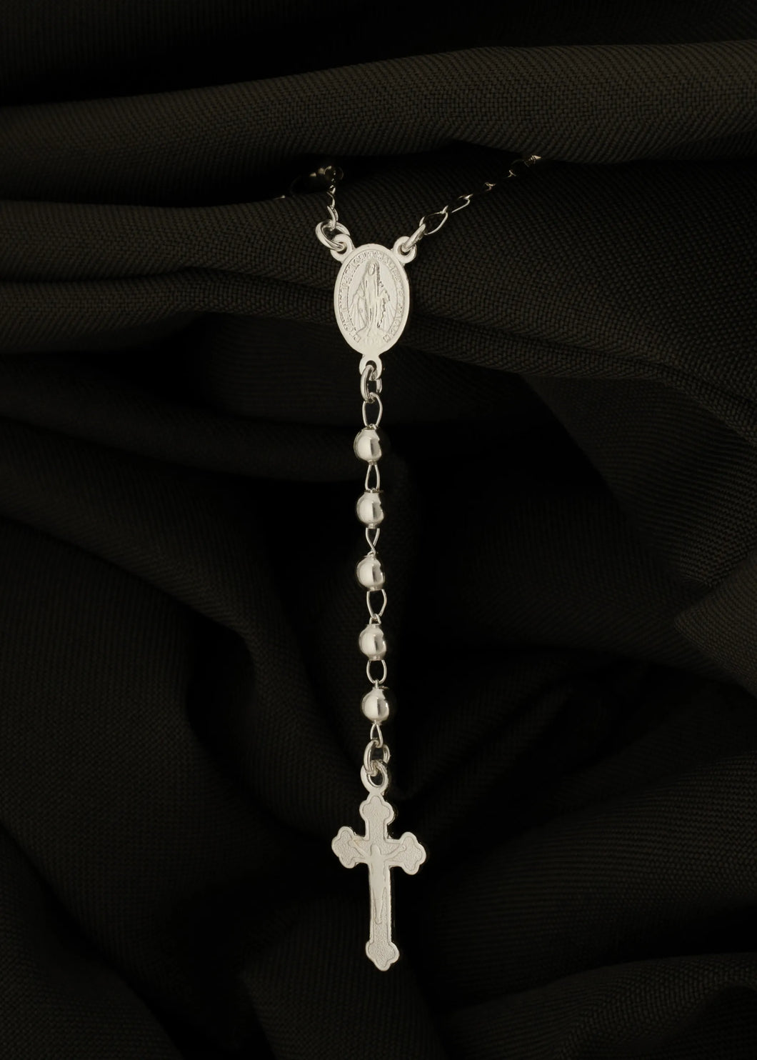Rosario Milagrosa 55 Cms Plata ley 925