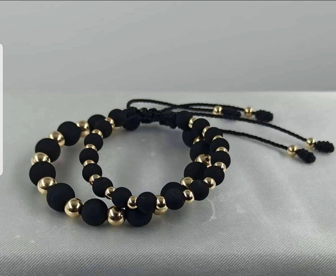 Pulsera Pareja neopreno 8mm y 6mm, lisos 5 y 6