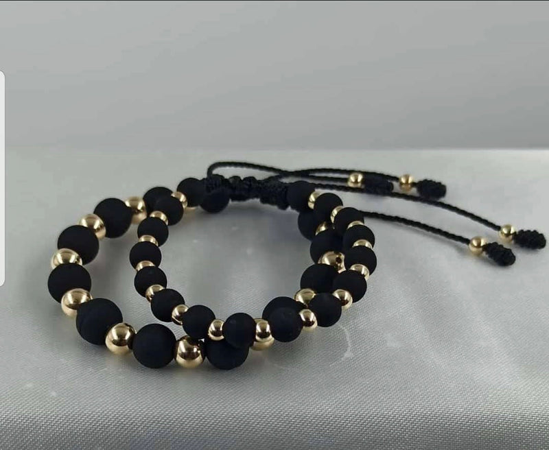Pulsera Pareja neopreno 8mm y 6mm, lisos 5 y 6