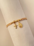 Pulsera dije virgen Milagrosa y Cruz